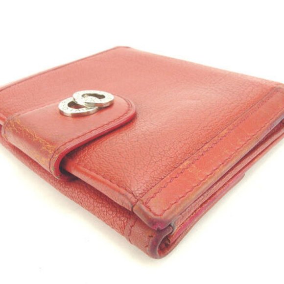 Bvlgari Wallet Purse Folding wallet Red Silver Woman Authentic Used Y4085 - Picture 3 of 6